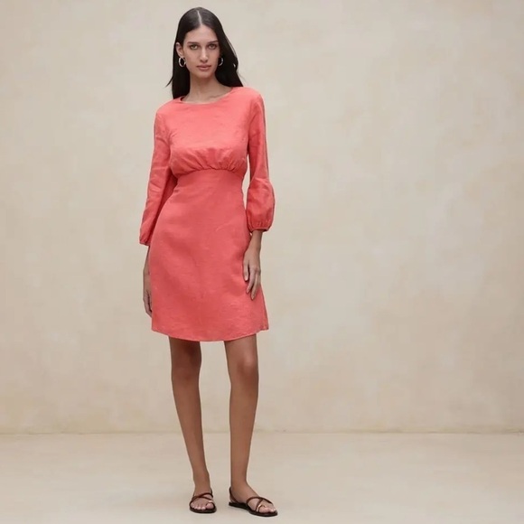 NWT! Banana Republic Black Lisa Open-Back Linen Dress - Size 14 Tall & 20 Reg🦚 - Picture 6 of 7